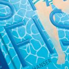 Text: „HANSE“. Unter Wasseroptik in Blau, mit Teil eines Schwimmers oder Tauchers.