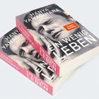 Text: „Hanya Yanagihara, Ein wenig Leben, Roman, SPIEGEL Bestseller.“ Zwei Bücher mit einem schwarz-weißen Gesicht auf dem Cover.