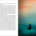 Text: „Trotzdem war meine Nacht noch besser als mein Tag! Und das kam so. […] 'Gnädiges Fräulein’; gesagt, hätte ich nicht gewusst, dass dieser Ausruf“. Illustration: Ein düsteres Kanalbild, Frau mit gelbem Hut lehnt am Geländer.