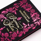 „William Shakespeare: Romeo & Julia, INSEL“. Verziert mit pinken, blumigen Ornamenten auf schwarzem Hintergrund.