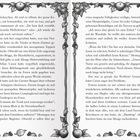 Seiten 12 und 13 eines Buches mit Text über Cassie und Montague, sowie Illustrationen von Blumen und Äpfeln am Rand.