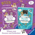 Bücher: "So fängt man einen Blitz" und "So läuft man auf dem Mond". Farbenfroh mit Comic-Tieren und -Elementen. Für 8+.