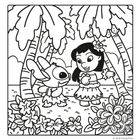 Illustration zweier cartoonartiger Figuren in Hula-Kleidung, umgeben von Palmen und Blumen.