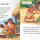 "Heihei macht Ärger" und "Bleib stehen!" Oma Tala verfolgt Heihei, eine bunte Henne, während im Dorf Chaos herrscht.