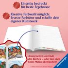 Einseitig bedruckt für beste Ergebnisse. Kreative Farbwahl: Ersetze Farbtöne. Lösungsseiten am Buchende. Ravensburger Logo.