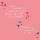 Text: „Gut, dass wir nur Freunde sind, Oliver. Denn ich glaube, du bist vielleicht zu nett für mich. Ich könnte dich zerstören.“ „Vielleicht wäre das gar nicht so schlecht für mich.“ Hintergrund: Rosa. Kleine rote und blaue Herzen.