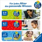 Für jedes Alter das passende Wissen. 2-4 Jahre, 4-7 Jahre, ab 7 Jahren mit Kindern, die Bücher lesen. Ravensburger-Logo.