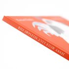 Buchrücken in Orange: "JENNY MEIER LETZT SELTSAME EIER". Oben ein angedeutetes weiß-graues Motiv.