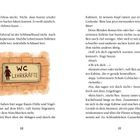 Texte: 
"WCLehrkräfte". Illustration: Ein Schild an einer Ziegelwand. Text über eine Mietglieder in einer Lehrertoilette. Seitenzahlen 28, 29.