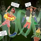 Comic-Illustration: Eine Person sagt "Wie findet ihr mein Outfit?", eine andere "So schön bunt!" und eine weitere "Werdet BITTE wieder normal!" im Vordergrund.