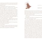 Kapitel 6: RAVEN. Zwei Seiten eines Buches mit fortlaufendem Text. Oben rechts ein Vogel-Symbol. Seitenzahlen: 44 und 45.