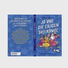 "Jo und die eiligen drei Könige" von Rüdiger Bertram. Illustration: Drei Könige mit Hund auf blauem Hintergrund mit Sternen.
