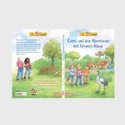 „Conni und das Abenteuer mit Kranich Klaus“. Illustration: Kinder spielen mit einem Kranich im Park.