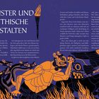 "MONSTER UND MYTHISCHE GESTALTEN" steht groß oben. Zwei Fackeln flankieren den Titel. Unten mythische Kreaturen.