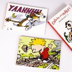 Comic-Streifen: Ein Junge spricht mit seiner Mutter in der Küche. Er erzählt später einem Tiger einen Witz über einen sprechenden Hund.