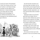 Links steht Kit mit Teamkollegen in einer Warteschlange. Illustrationen zeigen eine Gruppe mit Monster und Personen.