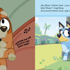 Links: „Kleiner Käfer an der Wand. Ding! Ding!“ Rechts: Zwei Figuren im Garten, eine flüstert etwas Geheimes.