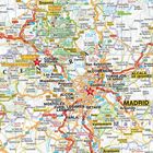 Karte mit Städtenamen wie Madrid, Alcalá de Henares, und Segovia. Straßen und Flüsse sind dargestellt.