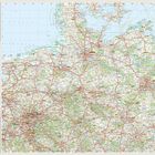 Oben "LÜBECK", unten "HAMBURG". Straßenkarte mit Autobahnen und Städten in Norddeutschland.