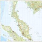 Landkarte von Malaysia und Umgebung mit Städten, Verkehrsnetz und Meer. Links eine Legende mit Erklärungen und Symbolen.