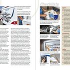 Texte: "Checkliste", "Papiere", "Basisfahrzeug", "Aufbau". Fotos von Fahrzeugteilen und Prüfungen. Tipps und Hinweise zu gebrauchten Wohnmobilen.
