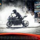 Text: "Truck Grand Prix" und "powered by Shell". Ein Motorrad macht Burnout, Kalender unten zeigt September.