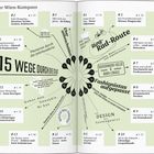 Wien-Kompass: 15 Wege durch die Stadt. Orte: Kärntner Straße, Hofburg, Ringstraße, Stephansdom u.a. Design im Grafikstil.