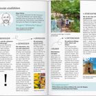 **Texte:** Klaus Simon, BEWEGEN, Wo sind die schönsten Wanderwege?, GENIESSEN, Wo ankommen, relaxen …

**Beschreibung:** Doppelseite mit verschiedenen Textabschnitten, Farbfotos und Illustrationen. Enthält Informationen und Tipps zur Region Côte d’Azur. Links oben ist eine Zeichnung eines Mannes abgebildet.