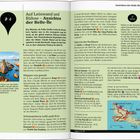 Text: "Auf Leinwand und Bühne – Ansichten der Belle-Île", "Die Felsen vor der Belle-Île Claude Monet", "Fahrpläne: Fig 7/8".  
Seite mit Text, einem kleinen Landkartenausschnitt und einem Foto.