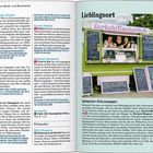 Seite 120–121, Themen "Rund um Musik- und Bachviertel", "Lieblingsort", "ZierlichManierlich". Apfelgrüner Zirkuswagen.