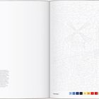 Links: Text über Notre-Dame. Rechts: Malvorlage von "Moulin Rouge" mit Ballerinas und einer Windmühle. Farbleiste unten.