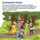 Text: "Durchdachte Inhalte. Die Texte im Förderheft sind bewusst klar strukturiert..."  
Illustration: Kinder verkleidet als Zauberer im Wald.