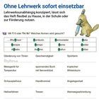 Oben steht: "Ohne Lehrwerk sofort einsetzbar". Rechts ist ein niedliches Tier mit Bleistift. Tabelle mit Lücken.
