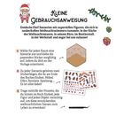 "KLEINE GEBRAUCHSANWEISUNG: Entdecke fünf Szenarien mit supersüßen Figuren in weihnachtlichen Zimmern." Oben ein Weihnachtsmann.