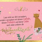 "2. Lass nicht nur dich verzaubern, sondern verzaubere mit deinem Lächeln, Frohsinn und Liebe die Weihnachtszeit." Illustration: Katze mit Geschenk.
