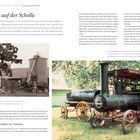 "Bewegung auf der Scholle" ist der Titel. Der Text beschreibt die Entwicklung von Traktoren, mit Bilder historischer Traktoren.
