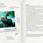 "Werkaninchen", Beschriftung zeigt ein gruseliges Kaninchen mit leuchtend roten Augen. Es hat Fangzähne und nachtfarbenen Pelz.