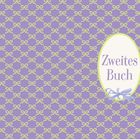 "Zweites Buch" steht in einem ovalen Rahmen, umgeben von einem Muster aus gelben Schleifen auf lila Hintergrund.