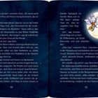 Eine farbige Illustration zeigt zwei kleine, geflügelte Wesen, die vor einem großen, leuchtenden Mond fliegen. Seite 124-125.