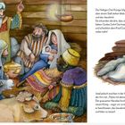 Text: Die Heiligen Drei Könige folgten dem Stern... Josefs Flucht nach Ägypten. 

Illustration: Szene mit Königen, Tieren, Maria und Josef. 
