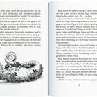 Seite 21; Text und eine Schwarz-Weiß-Illustration: Ein fröhliches Kind umarmt ein großes, freundliches Krokodil.