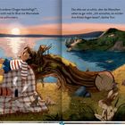 Texte: „Warum sind immer alle...“, „Sie kannte jede Ecke...“, „Das alles war so schön...“  
Illustration: Kind, Huhn, Picknickdecke, Landschaft, Sonnenuntergang.