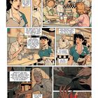Comicseite: Ein Diner, Dialog zwischen Kellnerin und Koch. Szenen mit Kaffee, Gespräch über Probleme und ein Missgeschick am Herd.