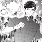 Eine stilvolle Manga-Illustration mit zwei jungen Männern, einer selbstbewusst, der andere kämpferisch, umgeben von Laternen.