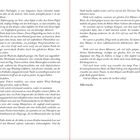 Links der Text beschreibt eine Szene mit einer Taube und einem Falken. Rechts geht es um Menschen in Büros, eine Frau in einem Hotel und ein allgemeines Gefühl der Bedrohung. Unten rechts steht: "Alles war da."