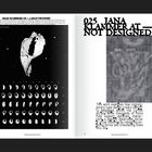 024 Gilles Sulzberger CH - A Space TypOdyssey. Links: Schädel und Typografie. Rechts: 025 Jana Klammer AT - Not Designed, abstrakte Buchstabenzeichnung und Text über Typografie.