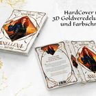 HardCover mit 3D Goldveredelung und Farbschnitt. Darstellung einer Frau mit roten Haaren vor einem Sonnenuntergang.