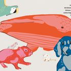 Zwei Texte über verschiedene Tiere auf Kontinenten, darunter bunte Illustrationen von Tieren wie Wal, Papagei und Hund.