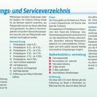 Text: „Übernachtungs- und Serviceverzeichnis“, Symbole für Unterkunftsarten, Preiskategorien und Radwerkstätten.