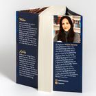 Text: "Milow: Milows Kindheit war schwer und traumatisierend..." 
Foto einer Frau mit dunklem Haar in einem Bücherregal. 